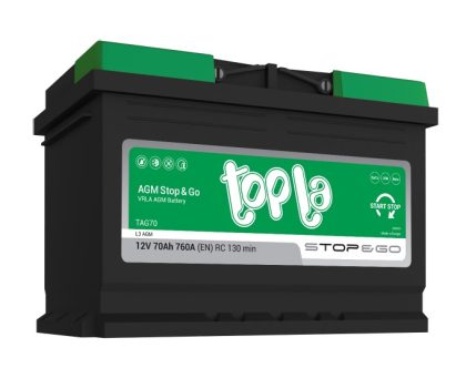 AKUMULATOR TOPLA 12V 70AH D+ ECODRY AGM 760A (114070) 278X175X190 L3 START-STOP