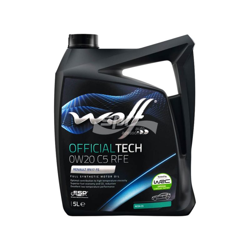 Motorno olje WOLF OFFICIALTECH 5L 0W-20 C5 RFE